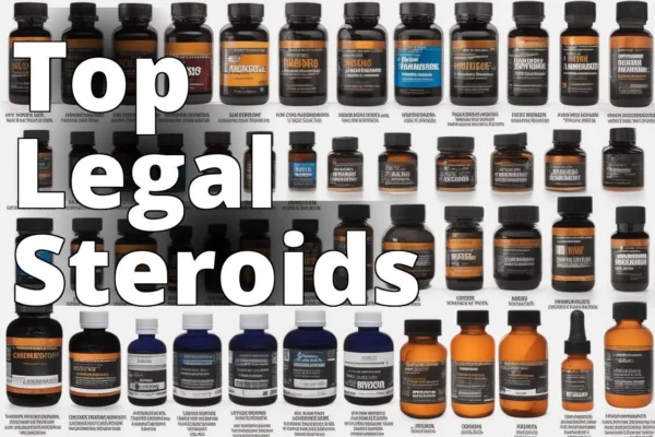 An image of a variety of legal steroid supplements neatly arranged on a white background